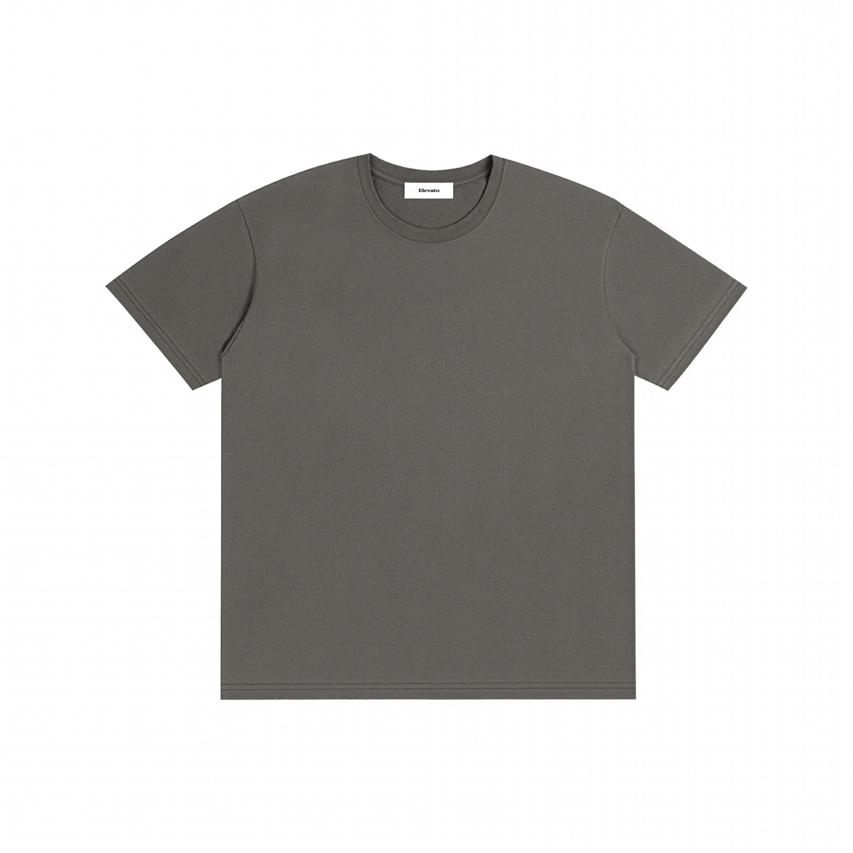 #color_Charcoal Gray A plain short-sleeve crewneck t-shirt in a dark gray color, laid flat against a solid white background.