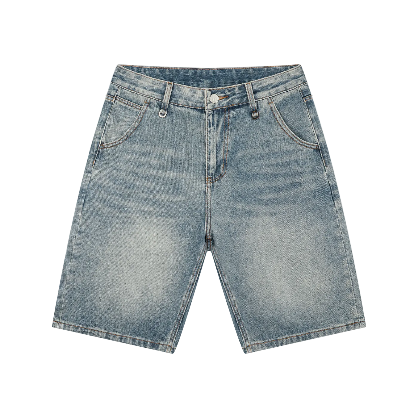 #color_Blue denim shorts on a white background